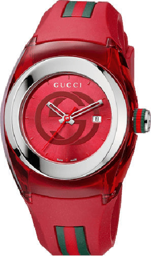 Buy Shop Gucci Sync Quartz Red Dial Red Rubber Strap Watch For Women - YA137303 USA Online