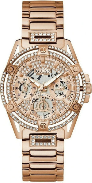 Buy Shop Guess Queen Multifunction Rose Gold Dial Rose Gold Steel Strap Watch For Women - GW0464L3 USA Online