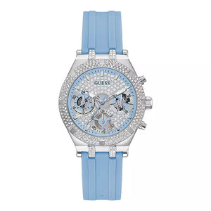 Buy Shop Guess Heiress Diamonds Blue Dial Blue Rubber Strap Watch for Women - GW0407L1 USA Online