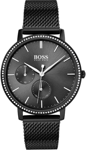 Buy Shop Hugo Boss Infinity Black Dial Black Mesh Bracelet Watch for Women -1502521 USA Online
