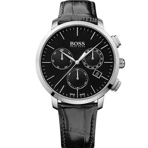 Buy Shop Hugo Boss Chronograph Black Dial Black Leather Strap Watch For Men - 1513266 USA Online