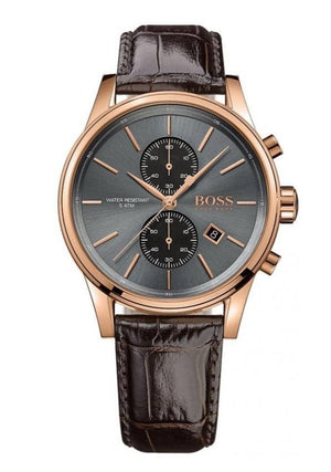 Buy Shop Hugo Boss Jet Grey Dial Brown Leather Strap Watch for Men - 1513281 USA Online