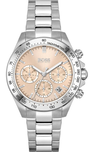 Buy Shop Hugo Boss Novia Pink Dial Silver Steel Strap Watch for Women - 1502615 USA Online