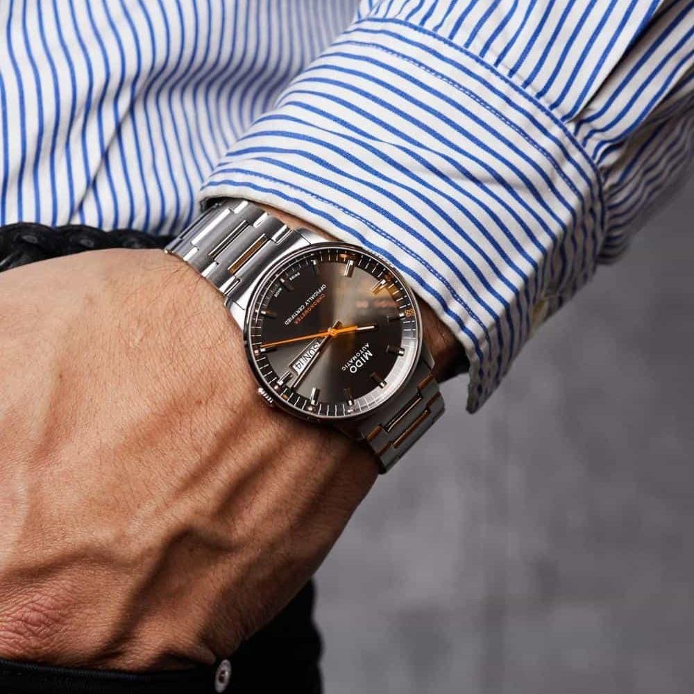 Buy Shop Mido Commander II Automatic Chronometer Grey Dial Silver Steel Strap Watch For Men - M021.431.11.061.01 USA Online