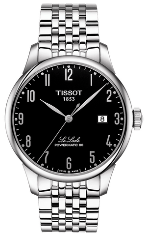 Buy Shop Tissot Le Locle Powermatic 80 Black Dial Silver Steel Strap Watch For Men - T006.407.11.052.00 USA Online