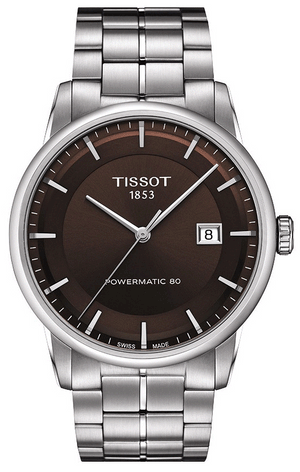 Buy Shop Tissot Luxury Powermatic 80 Brown Dial Silver Steel Strap Watch For Men - T086.407.11.291.00 USA Online