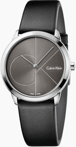 Buy Shop Calvin Klein Minimal Grey Dial Black Leather Strap Watch for Men - K3M221C3 USA Online