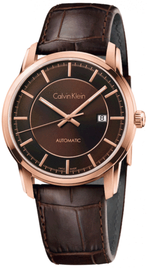 Buy Shop Calvin Klein Infinity Brown Dial Brown Leather Strap Watch for Men - K5S346GK USA Online
