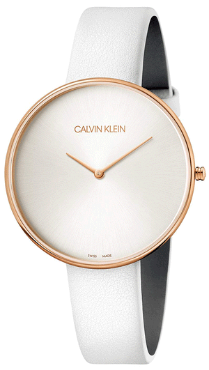 Buy Shop Calvin Klein Full Moon White Dial White Leather Strap Watch for Women - K8Y236L6 USA Online