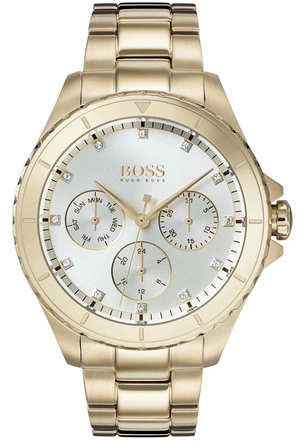 Buy Shop Hugo Boss Premiere White Dial Gold Steel Strap Watch for Women - 1502445 USA Online