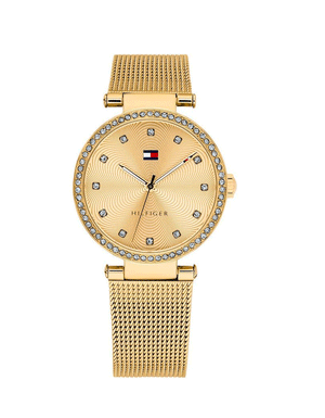 Buy Shop Tommy Hilfiger Lynn Quartz Gold Dial Gold Mesh Bracelet Watch For Women - 1781864 USA Online
