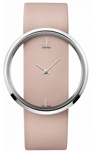 Buy Shop Calvin Klein Glam Transparent Dial Beige Leather Strap Watch for Women - K9423162 USA Online