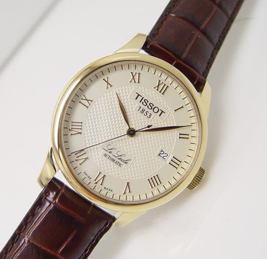Buy Shop Tissot Le Locle Automatic Gold Dial Brown Leather Strap Watch For Men - T41.5.413.73 USA Online