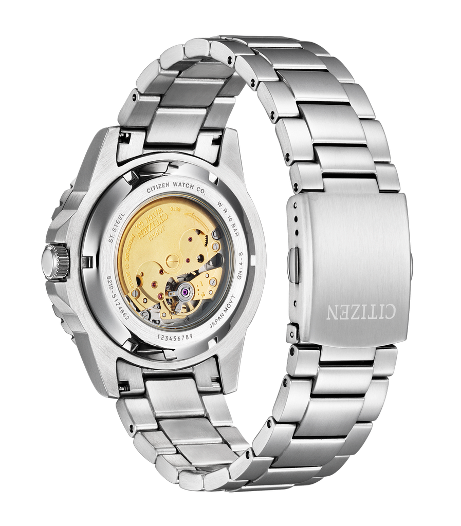 Buy Shop Citizen Mechanical Automatic Orange Dial Silver Steel Strap Watch for Men - NJ0128-80X USA Online