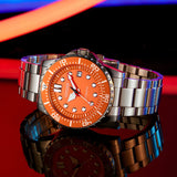 Buy Shop Citizen Mechanical Automatic Orange Dial Silver Steel Strap Watch for Men - NJ0128-80X USA Online