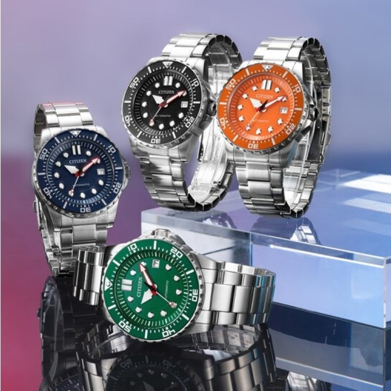 Buy Shop Citizen Mechanical Automatic Orange Dial Silver Steel Strap Watch for Men - NJ0128-80X USA Online