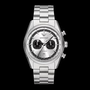 Buy Shop Emporio Armani Racer Chronograph Silver Dial Silver Steel Strap Watch for Men - AR11636 USA Online