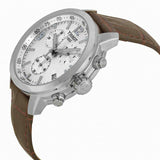 Buy Shop Tissot PRC 200 Chronograph Silver Dial Brown Leather Strap Watch For Men - T055.417.16.037.00 USA Online