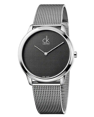 Buy Shop Calvin Klein Minimalist Black Dial Silver Mesh Bracelet Watch for Men - K3M2112X USA Online