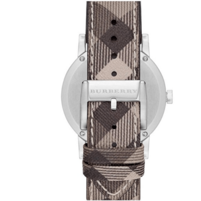 Buy Shop Burberry The City Beige Dial Chequered Brown Leather Strap Watch for Women - BU9029 USA Online