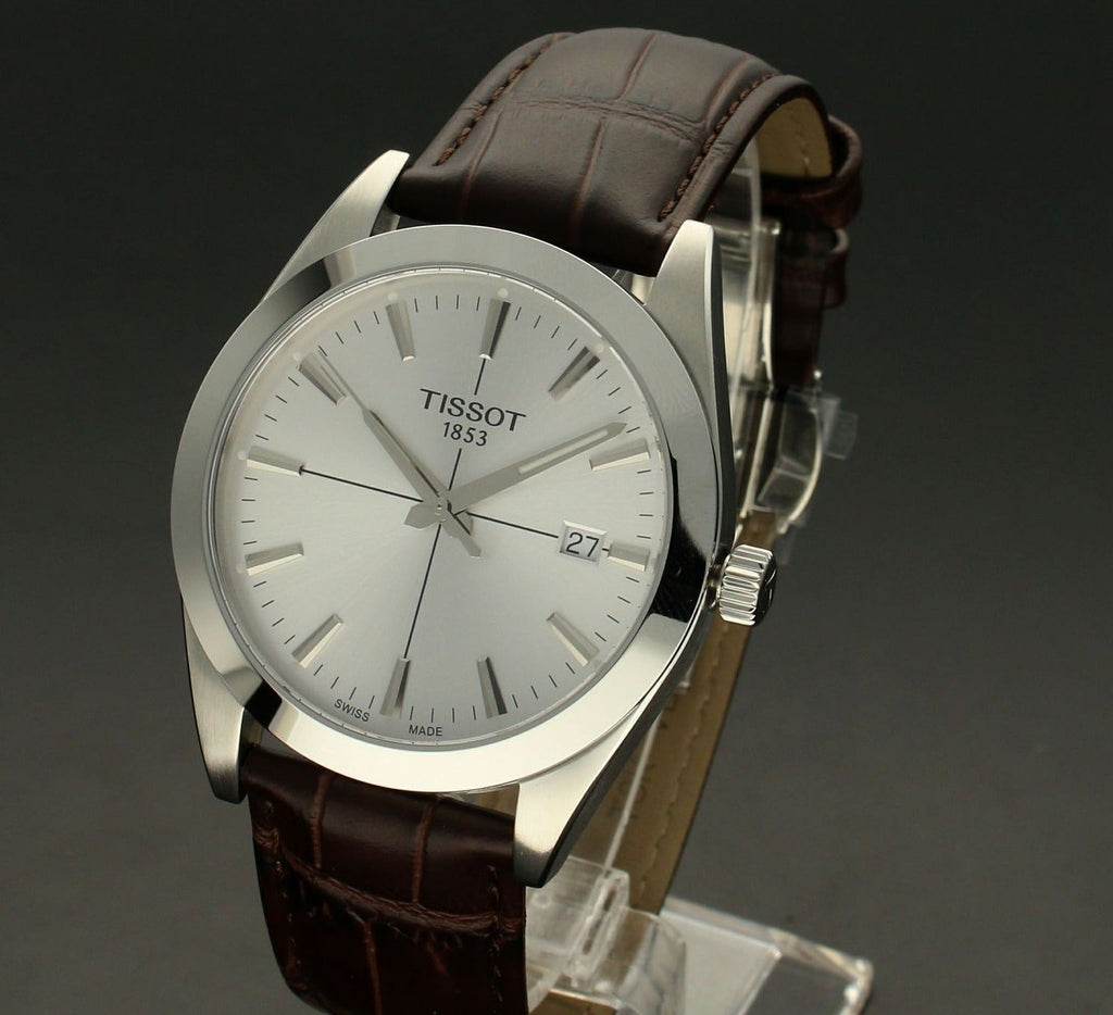 Buy Shop Tissot Gentlemen Silver Dial Brown Leather Strap Watch for Men - T127.410.16.031.01 USA Online