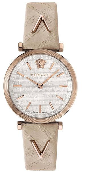 Buy Shop Versace V-Twist White Dial White Leather Strap Watch for Women - VELS00419 USA Online
