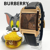 Buy Shop Burberry Heritage Chronograph Square Grey Dial Brown Leather Strap Watch for Men - BU1566 USA Online
