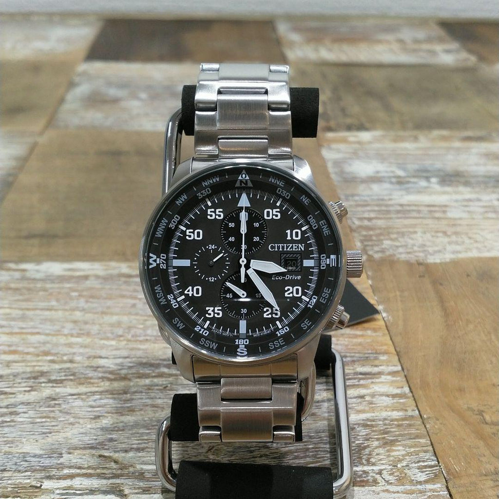 Buy Shop Citizen Eco Drive Chronograph Black Dial Silver Steel Strap Watch For Men - CA0690-88E USA Online