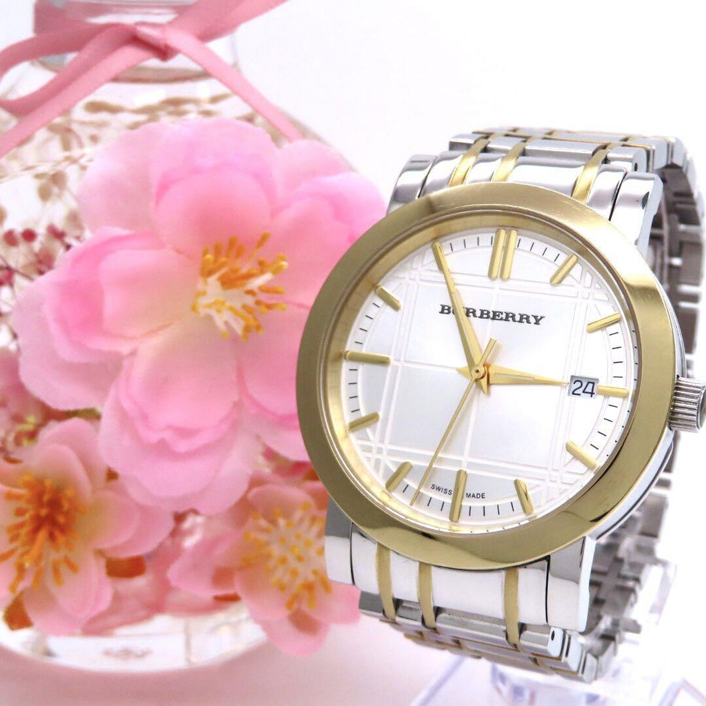 Buy Shop Burberry Heritage White Dial Two Tone Stainless Steel Strap Watch for Men - BU1358 USA Online