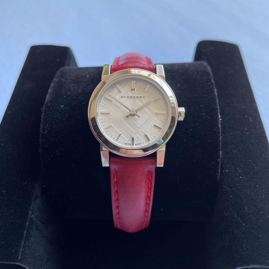 Buy Shop Burberry The City Gold Dial Red Leather Strap Watch for Women - BU9140 USA Online