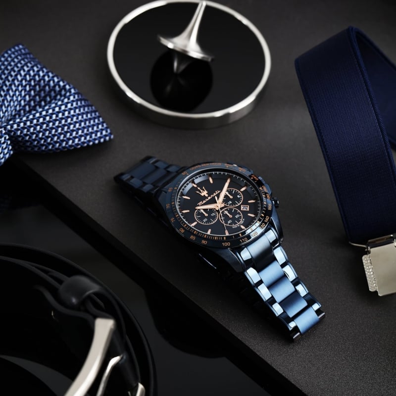 Buy Shop Maserati Traguardo Chronograph Blue Dial Blue Steel Strap Watch For Men - R8873612054 USA Online