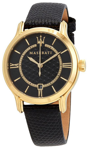 Buy Shop Maserati Epoca Black Dial Black Leather Strap Watch For Women - R8851118501 USA Online