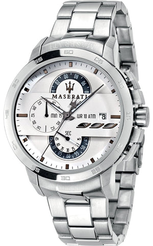 Buy Shop Maserati Ingegno Chronograph White Dial Silver Steel Strap Watch For Men - R8873619004 USA Online