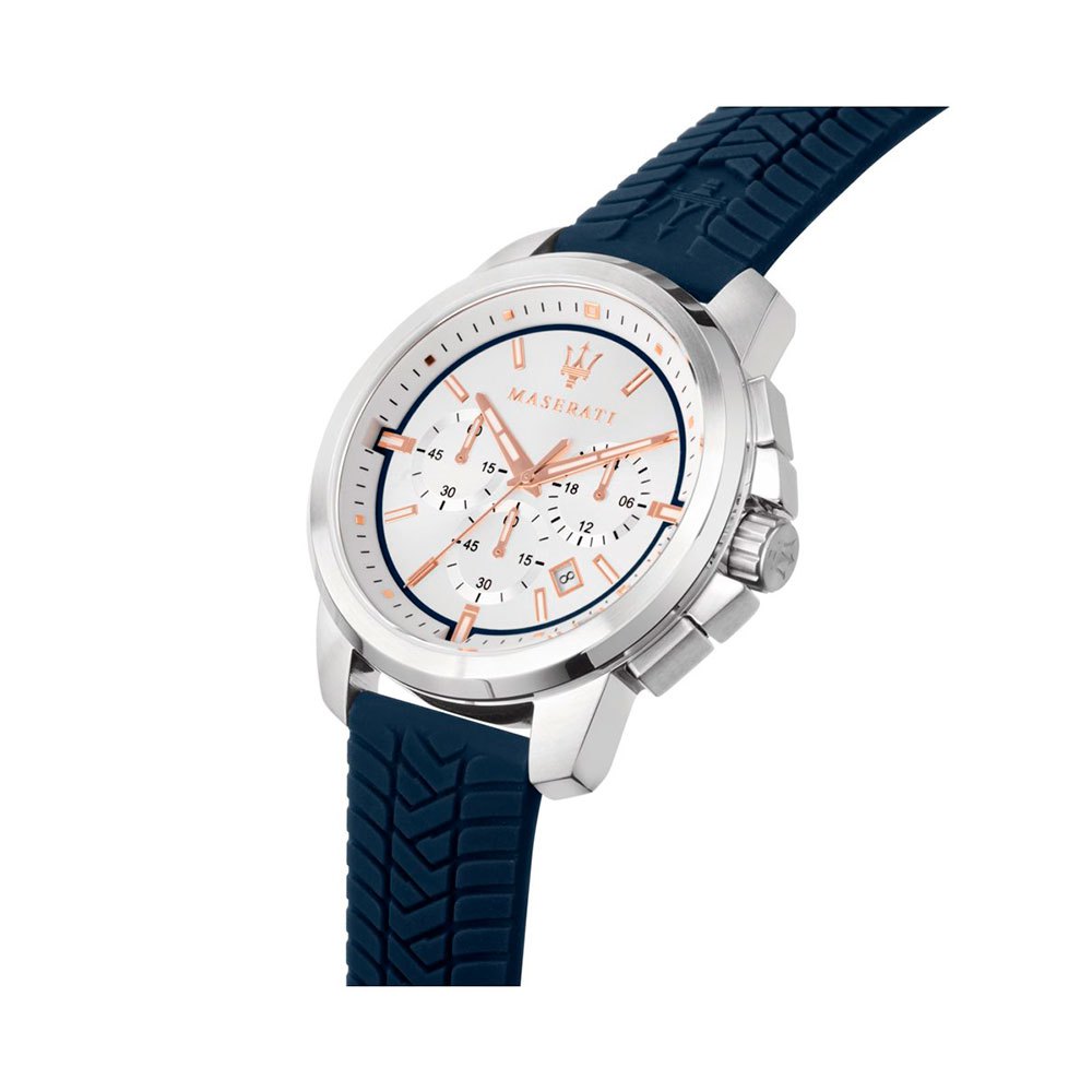 Buy Shop Maserati Successo Chronograph White Dial Blue Rubber Strap Watch For Men - R8871621013 USA Online