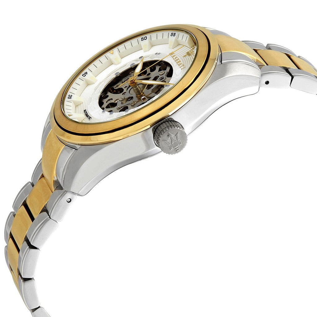 Buy Shop Maserati Traguardo Automatic White Skeleton Dial Two Tone Steel Strap Watch For Men - R8823112003 USA Online