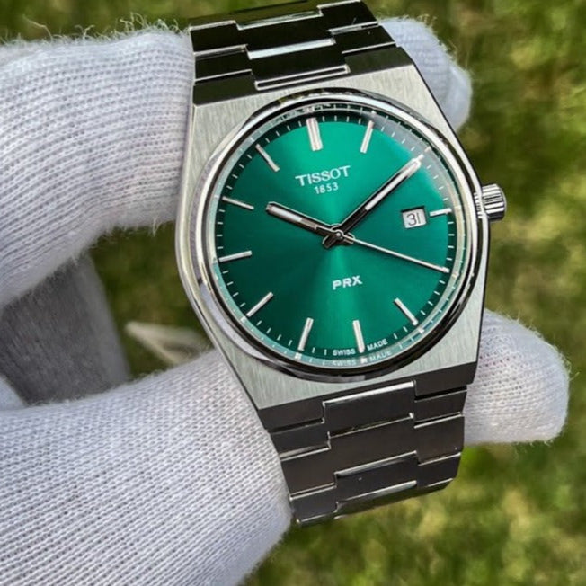 Buy Shop Tissot PRX Green Dial Silver Steel Strap Watch For Men - T137.410.11.091.00 USA Online