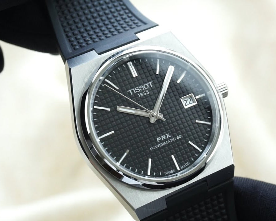Tissot PRX Powermatic 80 Black Dial Black Rubber Strap Watch for Men - T137.407.17.051.00