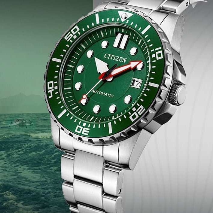 Buy Shop Citizen Promaster Mechanical Green Dial Silver Steel Strap Watch For Men - NJ0129-87X USA Online