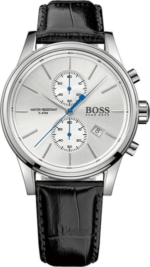 Buy Shop Hugo Boss Jet Silver Dial Black Leather Strap Watch for Men - 1513282 USA Online