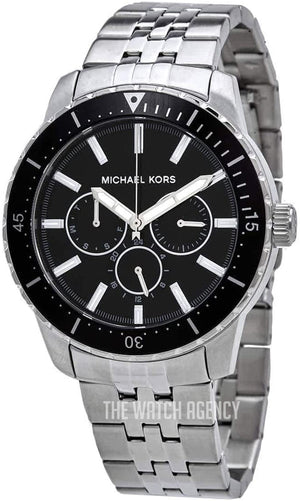 Buy Shop Michael Kors Cunningham Multifunction Black Dial Silver Steel Strap Watch For Men - MK7156 USA Online