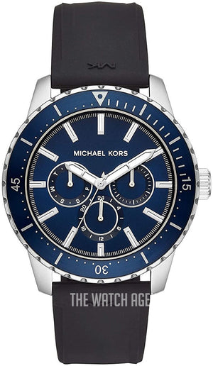 Buy Shop Michael Kors Cunningham Multifunction Blue Dial Black Rubber Strap Watch For Men - MK7160 USA Online