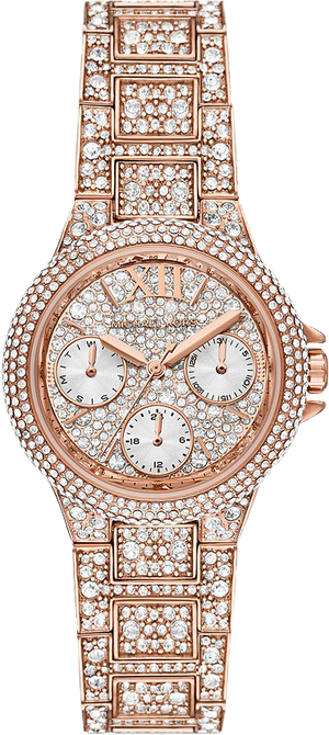 Buy Shop Michael Kors Camille Multifunction Crystals Rose Gold Dial Rose Gold Steel Strap Watch For Women - MK6997 USA Online