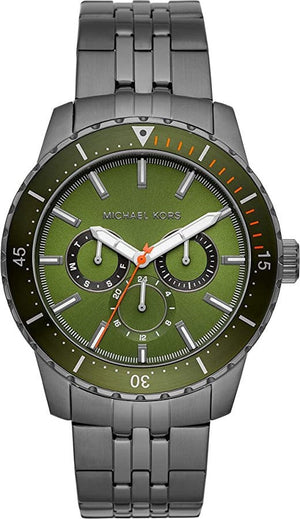 Buy Shop Michael Kors Cunningham Multifunction Chronograph Green Dial Grey Steel Strap Watch For Men - MK7158 USA Online