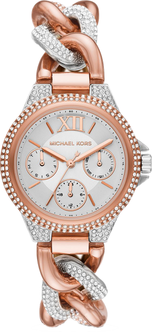 Buy Shop Michael Kors Camille Pavé Chronograph Silver Dial Two Tone Steel Strap Watch for Women - MK6843 USA Online