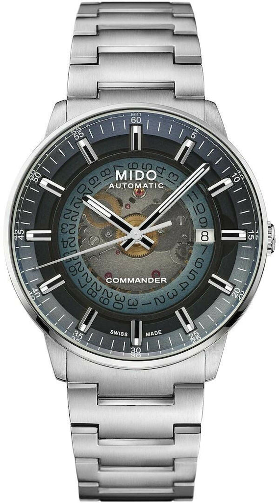 Buy Shop Mido Commander Automatic Gradient Blue Dial Silver Steel Strap Watch For Men - M021.407.11.411.01 USA Online