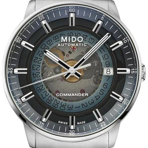 Buy Shop Mido Commander Automatic Gradient Blue Dial Silver Steel Strap Watch For Men - M021.407.11.411.01 USA Online