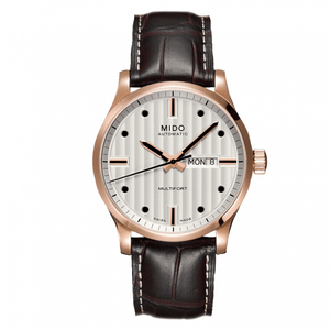 Buy Shop Mido Multifort Automatic Silver Dial Brown Leather Strap Watch For Men - M005.430.36.031.80 USA Online