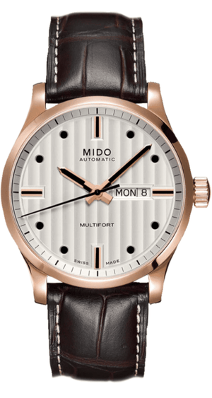 Buy Shop Mido Multifort Automatic Silver Dial Brown Leather Strap Watch For Men - M005.430.36.031.80 USA Online