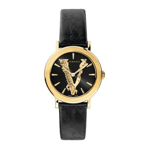 Buy Shop Versace Virtus Quartz Black Dial Black Leather Strap Watch for Women - VEHC00119 USA Online