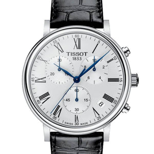 Buy Shop Tissot Carson Premium Chronograph Silver Dial Black Leather Strap Watch For Men - T122.417.16.033.00 USA Online